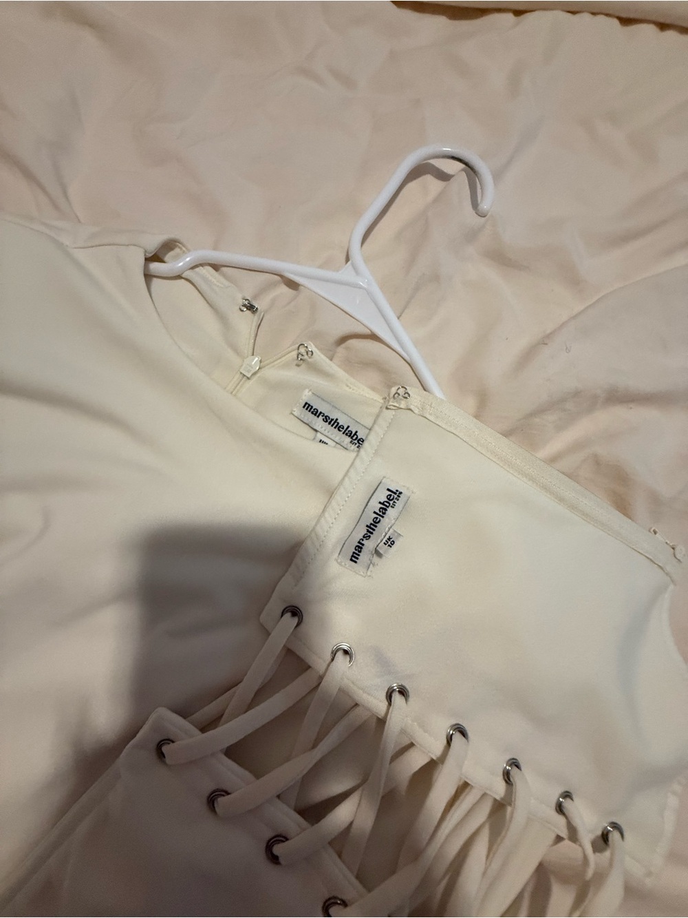 Women's Cream Maxi Dress with Corset Waist - Picture 4 of 4